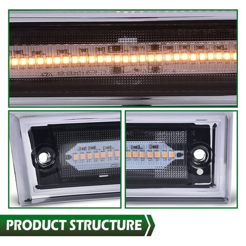 Solid Spare Fit For 1981-1991 GMC Chevy Pickup Truck LED Front Side Marker Lights Smoke