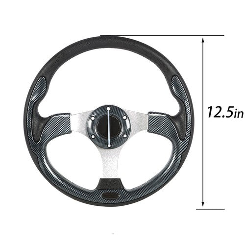 Solid Spare Golf Cart 12.5 inch Carbon Fiber Steering Wheel Fit For Yamaha EZGO Club Car