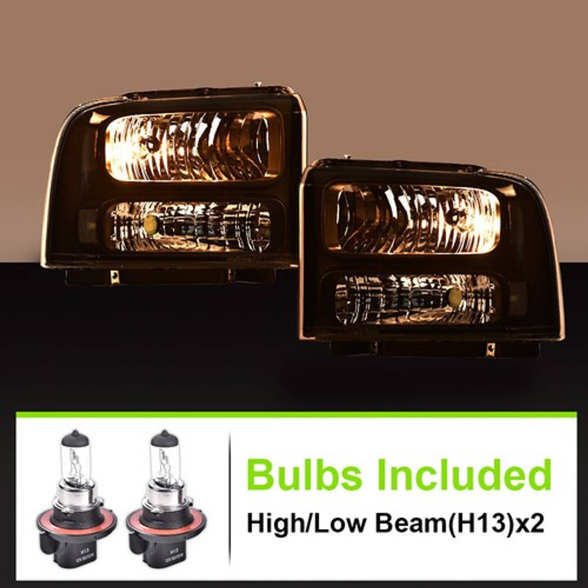 Solid Spare Fit For 99-2004 F250/F350/F450/F550 Super Duty/00-04 Excursion Headlights Black