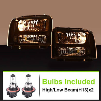 Solid Spare Fit For 99-2004 F250/F350/F450/F550 Super Duty/00-04 Excursion Headlights Black