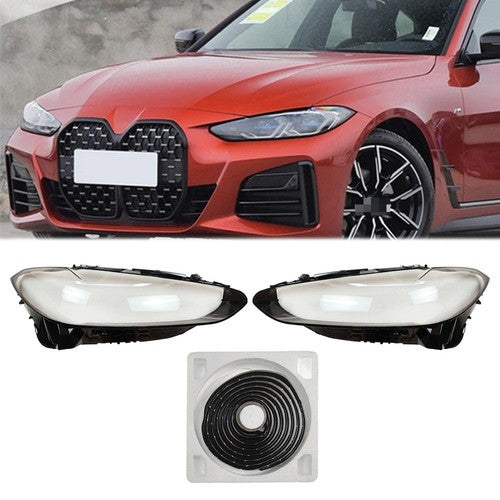 For BMW 4 Series G22 G23 2020-2022 US New A Pair Front Headlamp Lens Cover+Glue