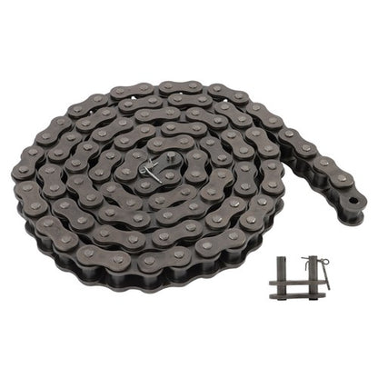 Solid Spare #100 Roller Chain - 10 Feet + 2 Free Connecting Links - Carbon Steel Chain