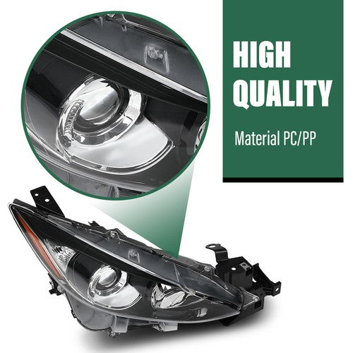 Solid Spare Halogen Projector Headlight Passenger Right RH Fit For 14-16 Mazda 3 Sport