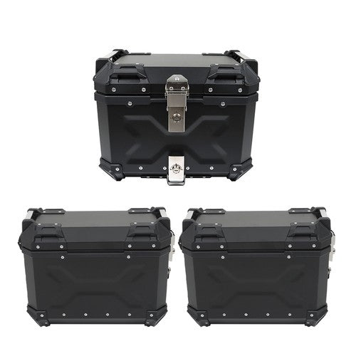 Solid Spare Motorcycle 45L Top Case Tail Box Luggage & 36L Side Case Hard Saddlebag Aluminum