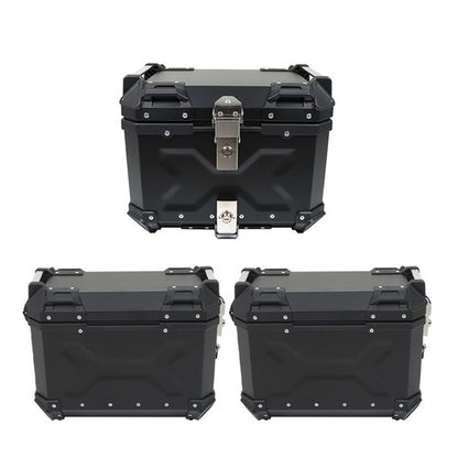 Solid Spare Motorcycle 45L Top Case Tail Box Luggage & 36L Side Case Hard Saddlebag Aluminum