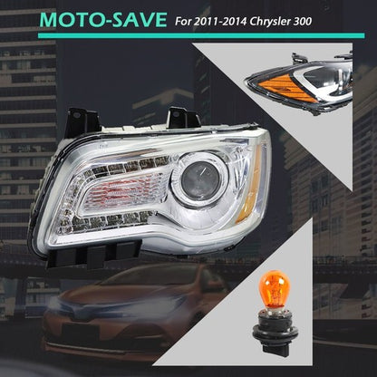 Solid Spare Single LH Side For Chrysler 300 2011-2014 Headlight Replacement Halogen Clear