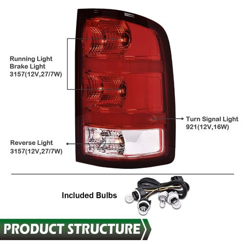 Solid Spare Fit For 07-13 GMC Sierra 1500 2500 3500 Rear Tail Light Brake Lamp Right Side