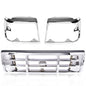 Solid Spare Front Grille+Headlight Trim Bezel Chrome Set Fit For 1992-1996 Ford Bronco F150