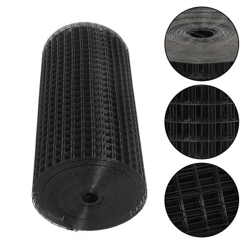 Solid Spare 16 Gauge Black Welded Wire Fence Vinyl Coated Chicken Rabbit Mesh 1inch 24"x100'