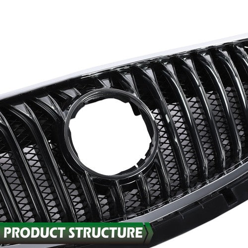 Solid Spare Fit For 2016-2018 Buick Envision Black Front Bumper Upper Grille w/ Chrome Trim