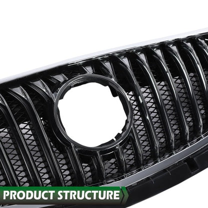 Solid Spare Fit For 2016-2018 Buick Envision Black Front Bumper Upper Grille w/ Chrome Trim