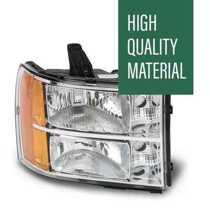 Solid Spare Headlights Fit For 2007-2013 GMC Sierra 1500 2500HD 3500HD Crystal Left+Right