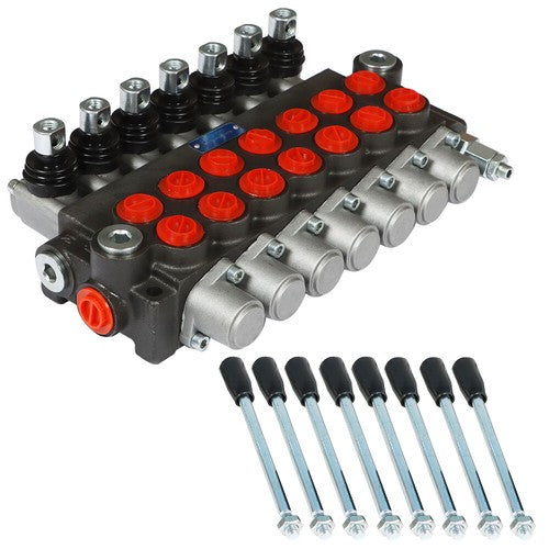 Solid Spare 7 Spool Hydraulic Directional Control Valve 13gpm P40 Double Acting Cylinder