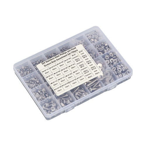Solid Spare 700 Pack4-40#6-32#8-32#10-24 Stainless Steel Bolts and Nuts Kit With a Box
