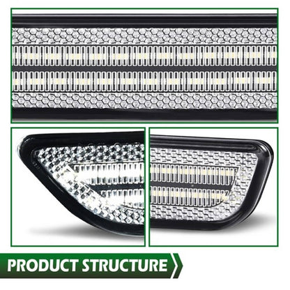 Solid Spare Fit For 10-14 Ford Mustang White LED Side Marker Lights Front Fender Lamps