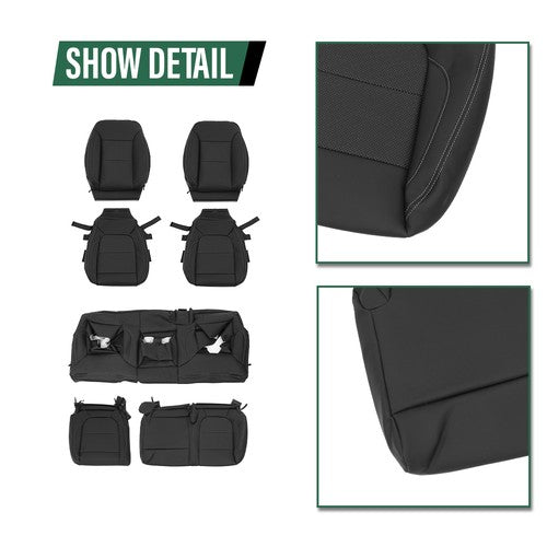 Solid Spare Fit For 2019 2020 2021 Chevy Silverado LT/WT Full Set Seat Covers Replace