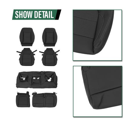 Solid Spare Fit For 2019 2020 2021 Chevy Silverado LT/WT Full Set Seat Covers Replace
