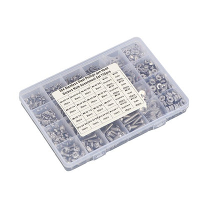 Solid Spare Phillips Pan Head Screw Assortment, 700 Pcs 4-40 #6-32 #8-32 #10-24 with Nuts