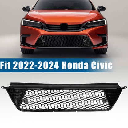 Fit 2022-2024 Honda Civic 4DR Glossy Black Front Bumper Lower Grille Honeycomb
