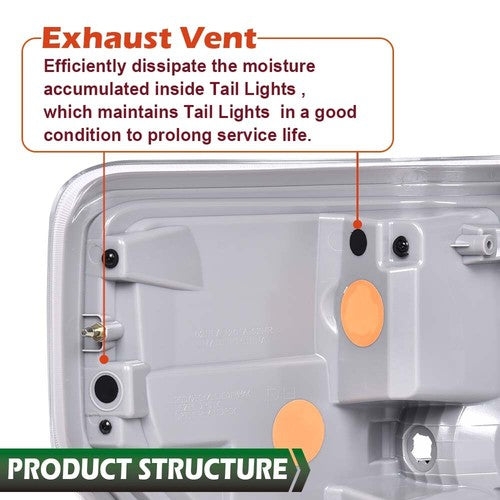 Solid Spare Clear Chrome Tail Lights Brake Lamps Fit For 2009-2014 Ford F150 F-150 Pickup