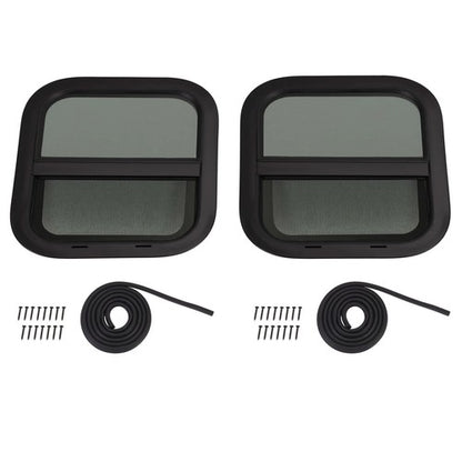 Solid Spare 2 Pack Black RV Replacement Windows 14" W x 16" H |Teardrop Style Vertical Slide