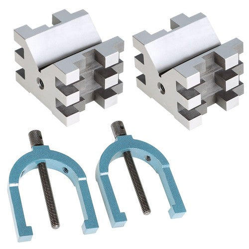 Solid Spare Multi-Use V-Block and Clamp Hardened Steel 2-3/8" x 2-3/4" x 2" Set
