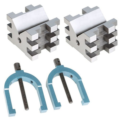 Solid Spare Multi-Use V-Block and Clamp Hardened Steel 2-3/8" x 2-3/4" x 2" Set