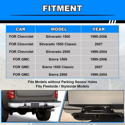 Solid Spare Complete Chrome Rear Bumper for 1999-2007 Chevy Silverado GMC Sierra 1500 2500