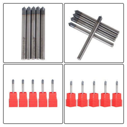 Solid Spare 5 Piece 1/8" 4 Flute 90 Degree Carbide Chamfer Mill 1-1/2" OAL - TiALN COATED