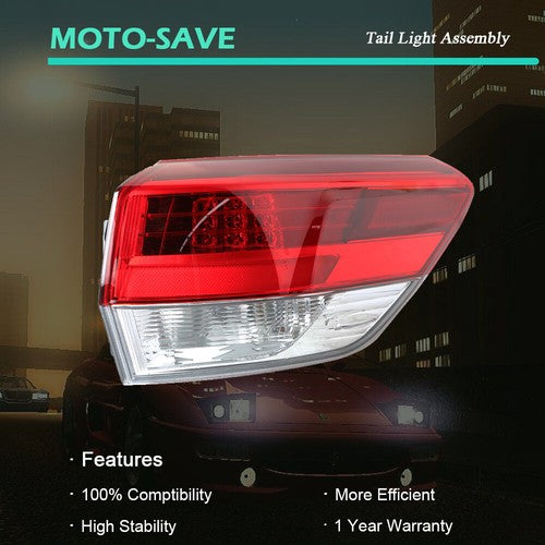 Solid Spare Rear Lamp Outer Tail Light Red For Toyota Highlander 2017-2019 Passenger RH Side