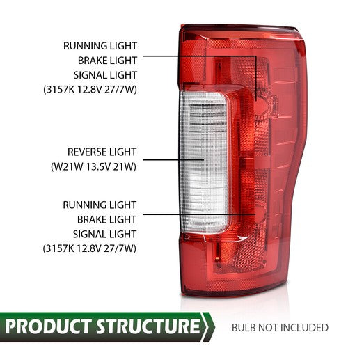 Solid Spare Tail Light Brake Lamp Right Side Fit For 2017-2019 Ford F250 F350 Super Duty