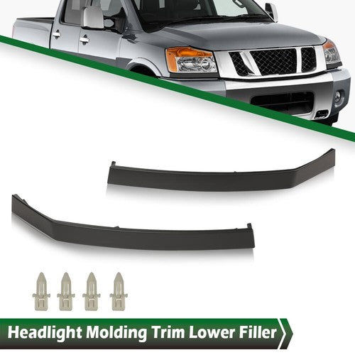 Solid Spare 2* Headlight Molding Trim Lower Filler Fit For Nissan 2004-15 Titan Armada QX56