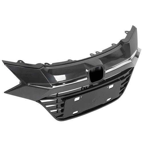 Solid Spare Front Upper Black Grille Grill W/Chrome Trim For Honda HR-V HRV 2016 2017 2018
