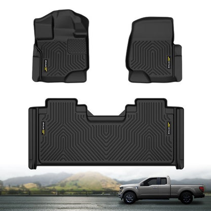Solid Spare All Weather TPE 3D Floor Mats Liners Black Fit For 2015-2025 Ford F150 Super Cab
