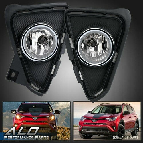 Solid Spare Fit For RAV4 2016-2017 Clear Lens Bumper Fog Light w/ Bulbs + Switch + Wiring