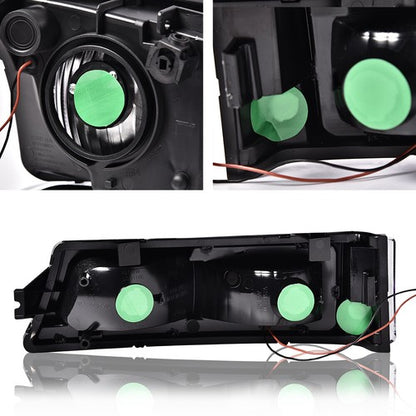 Solid Spare Fit For 2003-2007 Silverado LED DRL Clear Reflector Black Housing Headlights