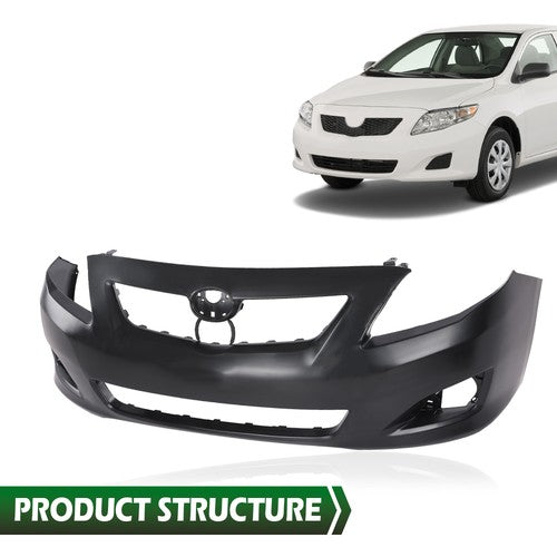 Solid Spare Front Bumper Cover Fascia Black Fit For 2009 2010 Toyota Corolla Sedan