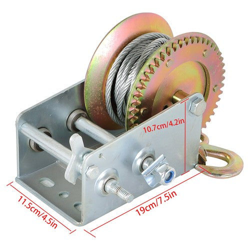 Solid Spare 3500 lbs For Trailer Winch Hand Crank Winch Durable Hand Winch With Cable