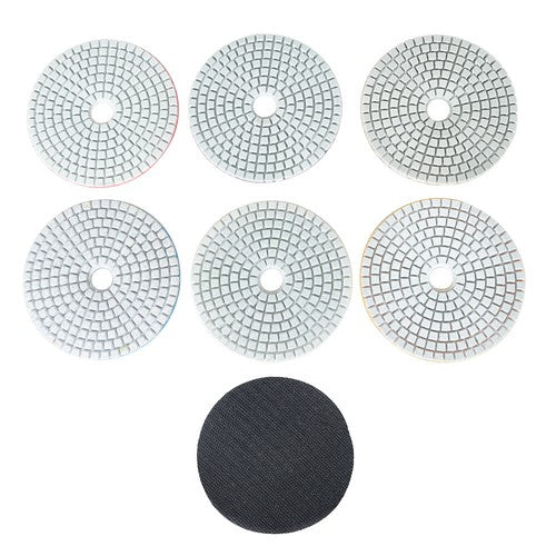 Solid Spare 4 Inch Set Wet Dry Diamond Polishing Pads For Granite Concrete Marble Stone 7PCS