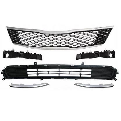6PCS For 2016-2018 Kia Optima EX Front Bumper Grille & Bracket Molding Trim