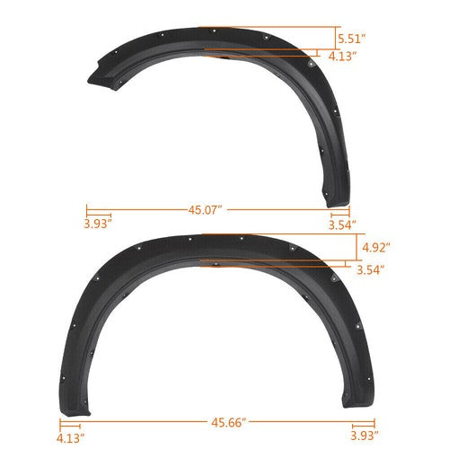 Solid Spare 4pcs Fender Flares Pocket Rivet Bolt Style Fit For Dodge Ram 1500/Classic 09-23