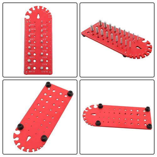 Solid Spare Nut and Bolt Thread Checker Portable 18 3/32 to 1/2 inch With Red Drill Bit Size