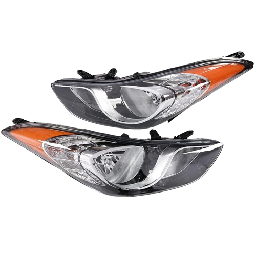 For 2011 2012 2013 Hyundai Elantra Halogen Headlights Headlamps Assembly Pair