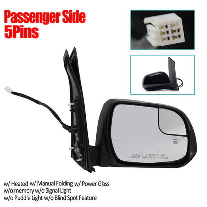 Black Smooth Power Heated Mirror for Toyota Sienna 2015-2020 Passenger RH Side