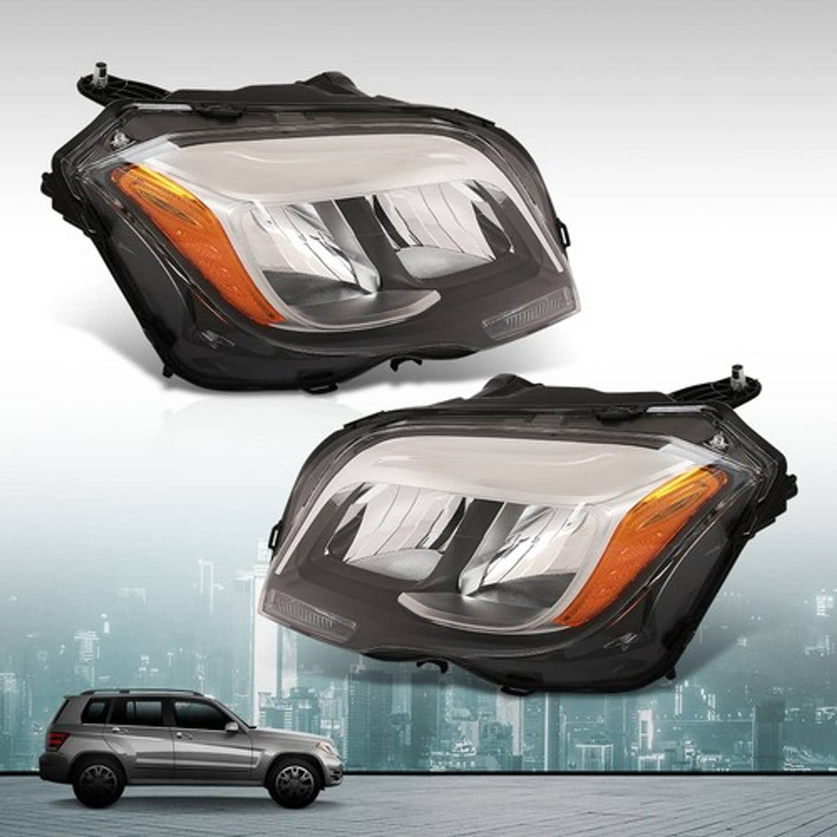 Solid Spare Halogen Headlights Left+Right Fit For 2013 2014 2015 Mercedes Benz GLK250 GLK350