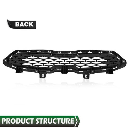 Solid Spare Fit For 2019 2020 Kia Forte Black Front Bumper Upper Grille Grill w/ Chrome Trim