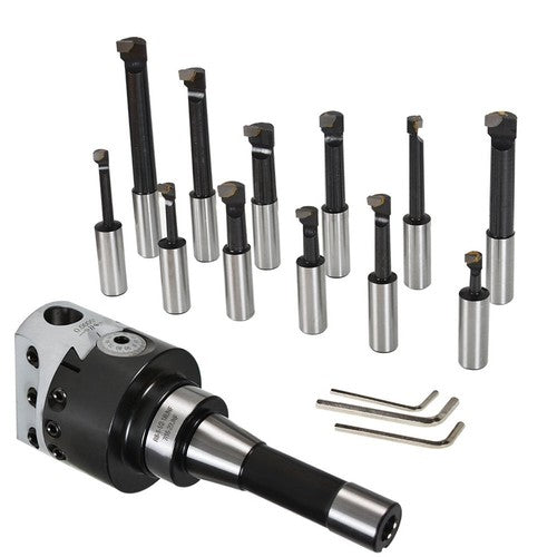 Solid Spare 3 Inch Precision Boring Head W/ R8 Shank 12 Pcs 3/4" Carbide Boring Bars Set