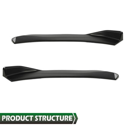 Solid Spare Universal Front Bumper Lip Spoiler Splitter Diffuser Winglet Type 2Pcs Black