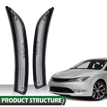 Solid Spare Smoke Lens LED Front Side Marker Lights Fit For 15-17 Chrysler 200 Left+Right