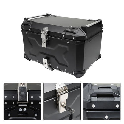 Solid Spare Aluminum Trunk 65L Motorcycle Top Case Waterproof Luggage Storage Tour Tail Box